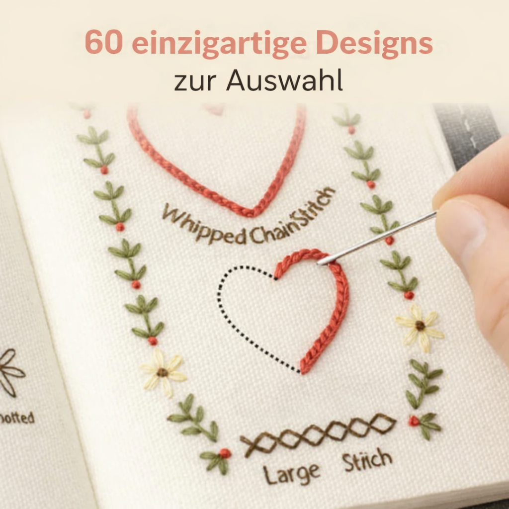 Therapeutisches Stickerei-Set – Buch mit 60+ Designs