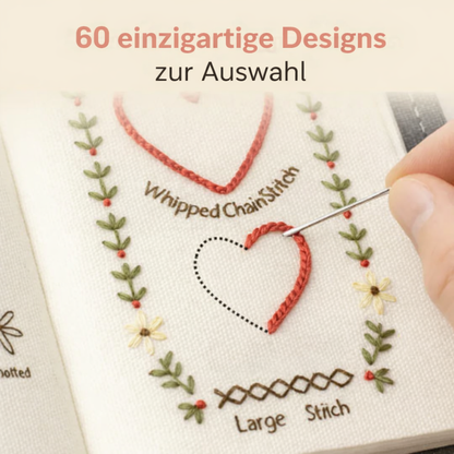Therapeutisches Stickerei-Set – Buch mit 60+ Designs