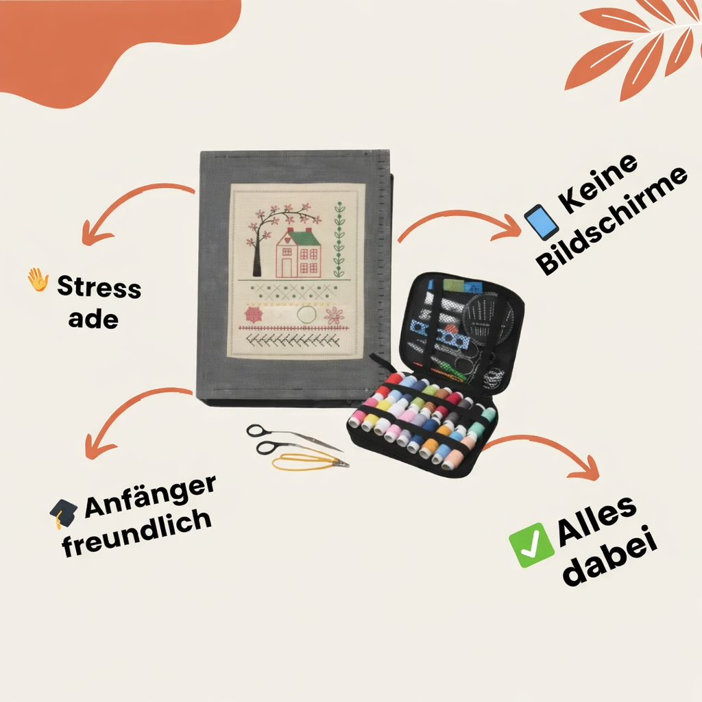 Therapeutisches Stickerei-Set – Buch mit 60+ Designs